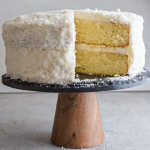 Cake with a slice missing.