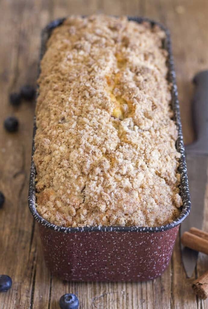 Quick bread in a loaf pan.