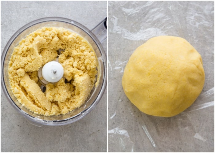 Ingredients mixed to form a dough.