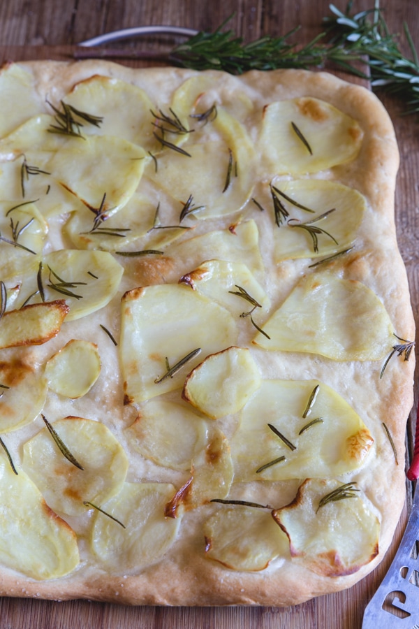 potato pizza simple with sliced potatoes