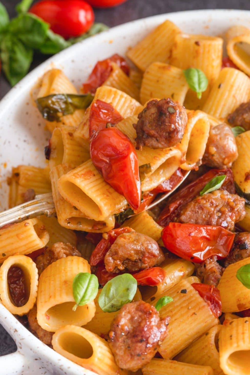 Fresh Tomatoes and Sausage Pasta - An Italian in my Kitchen