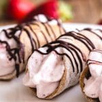 strawberry cannoli on a white plate