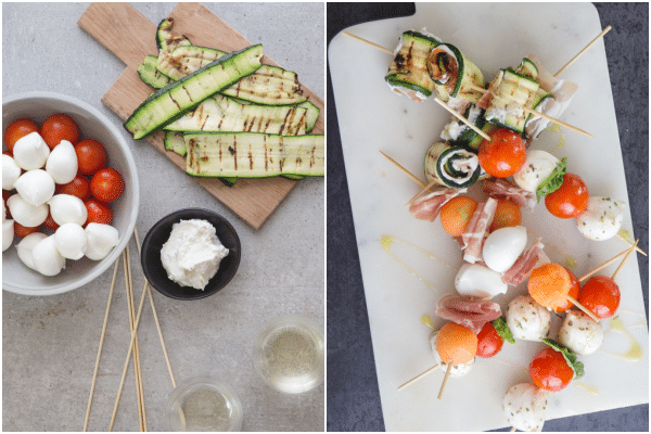 how to make antipasto skewers, ingredients and on a stick