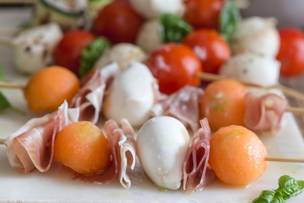melon and prosciutto on a stick antipasto skewers