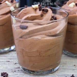 Frozen mochaccino in a glass.