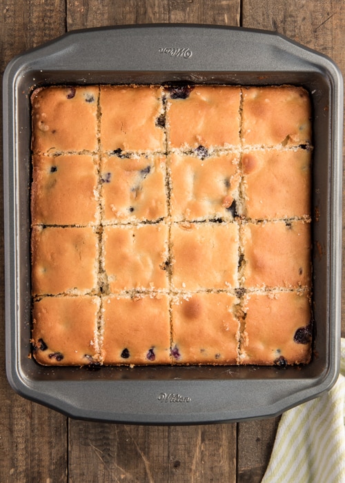 The bars cut into squares in the pan.
