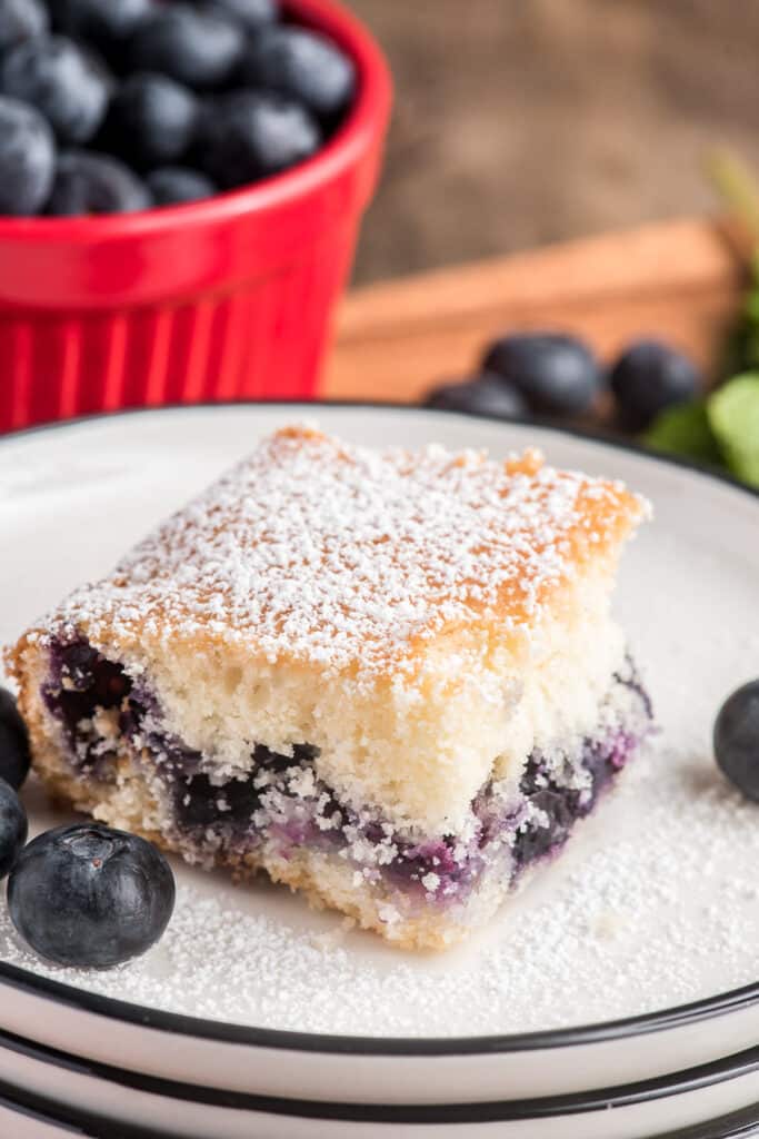 Blueberry bar on a white plate.