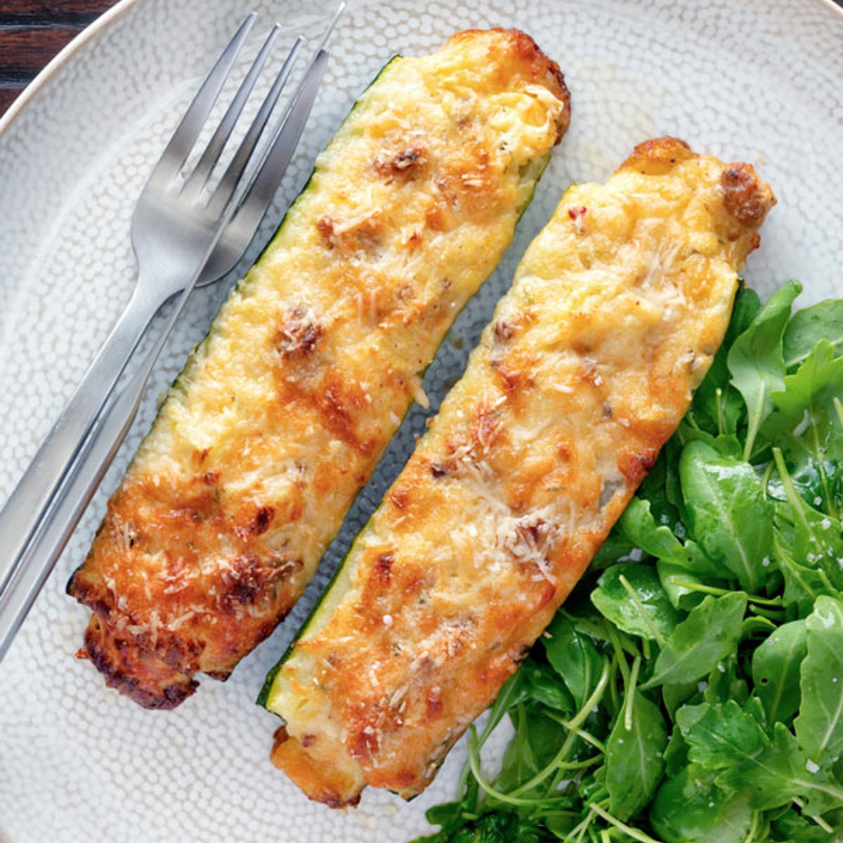 Italian Sausage & Cheese Stuffed Zucchini