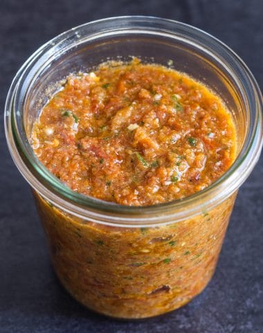 sundried tomato pesto in a glass jar