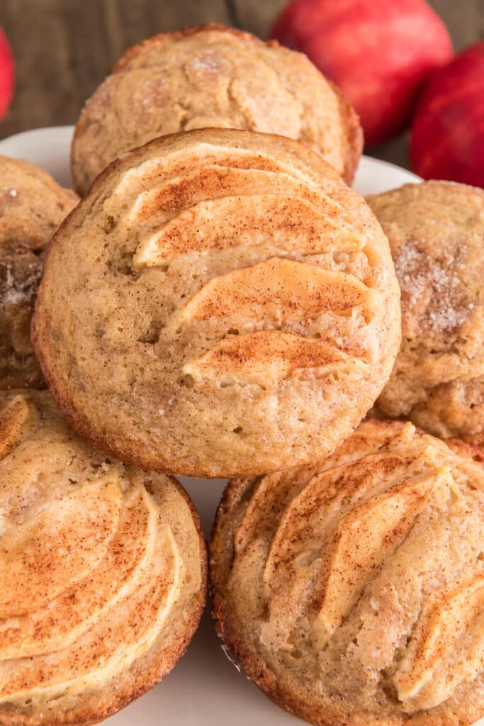 Muffins on a white plate.