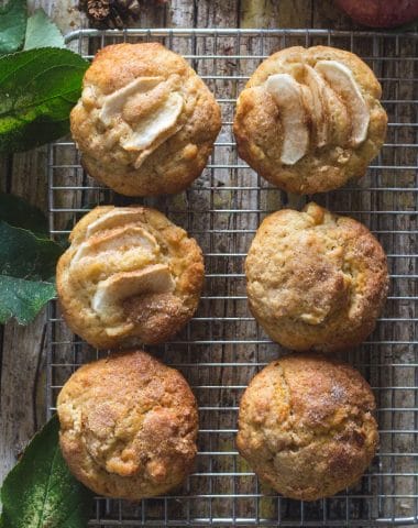 apple muffins on a wire rack
