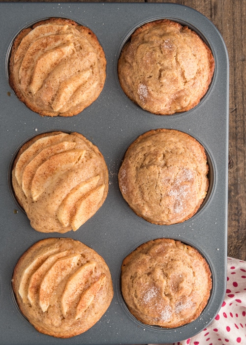 The baked muffins in a tin.