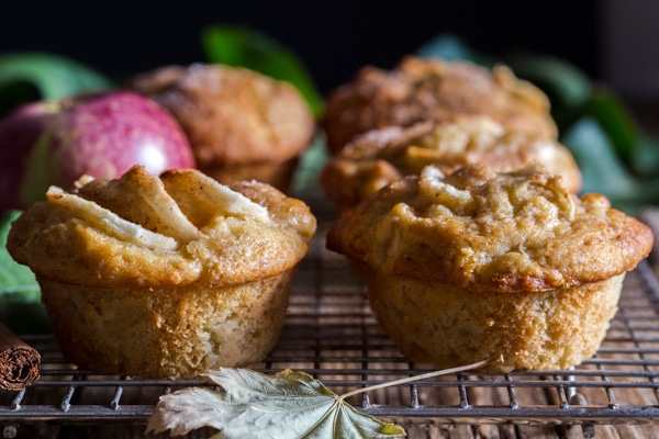 apple muffins on a wire rack