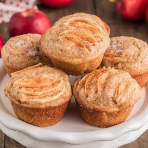 Muffins on a white plate.