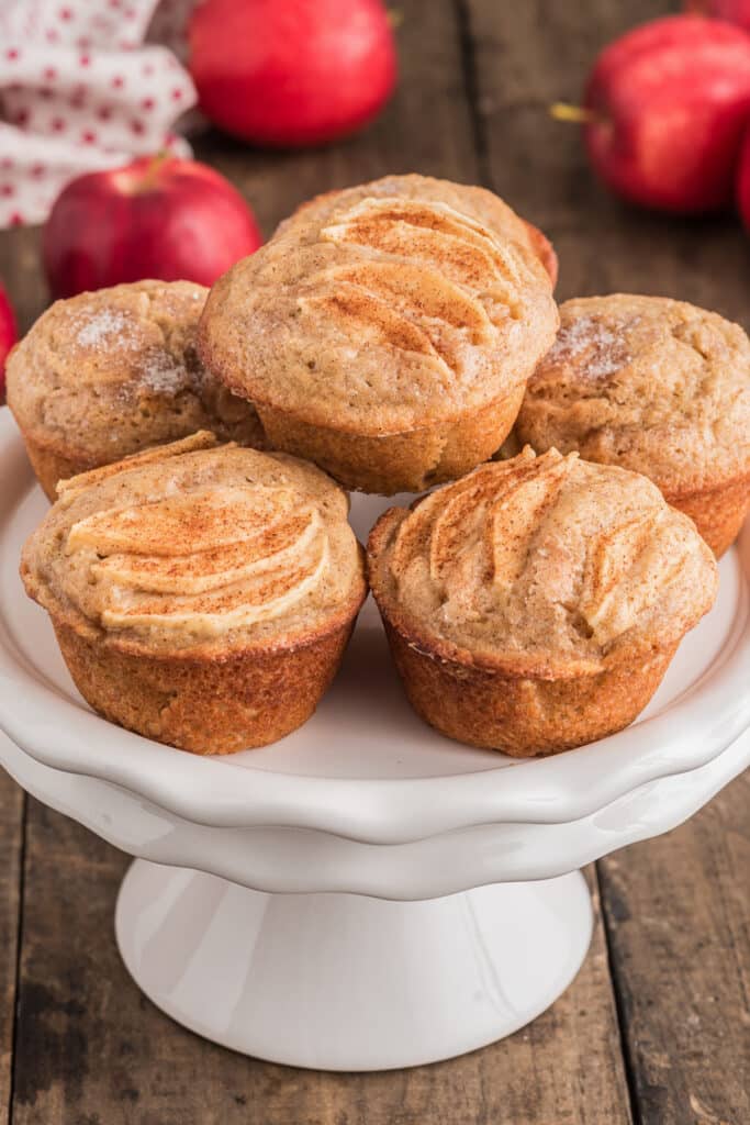 Muffins on a white plate.