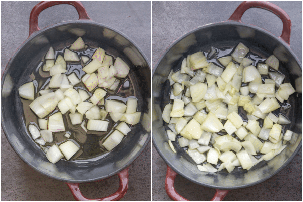 sauteeing onion until transparent for beef stew