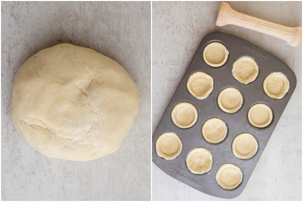 forming the dough and placing in a muffin tin
