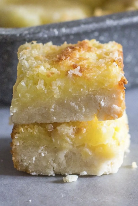 Two pineapple bars stacked.