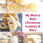 Christmas cookies, shortbread, biscotti, crescents and lemon bars on a pinterest collage
