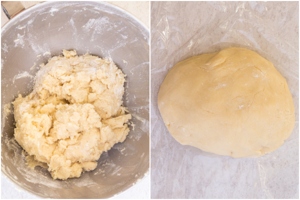 adding the flour to the creamed butter and forming into a ball to chill