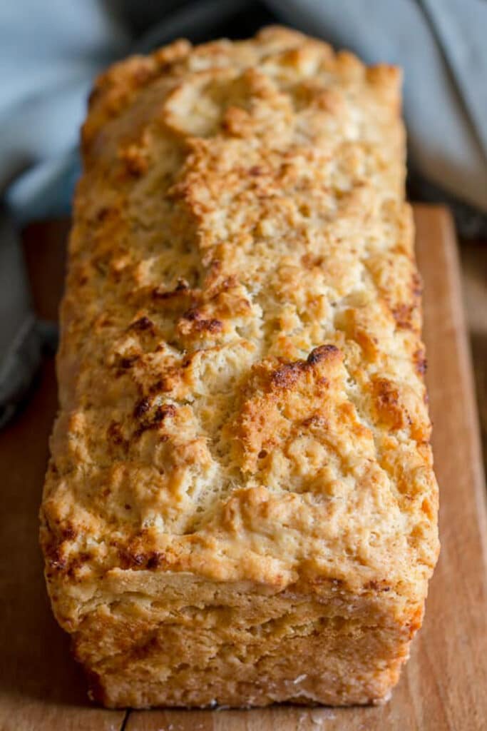Bread on a wooden board.