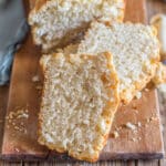 Bread with two slices cut.