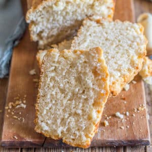 Bread with two slices cut.