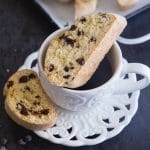 Traditional Italian Biscotti these double baked crunchy cookies full of chocolae chips are the perfect dipping cookie, for Breakfast or Snack.