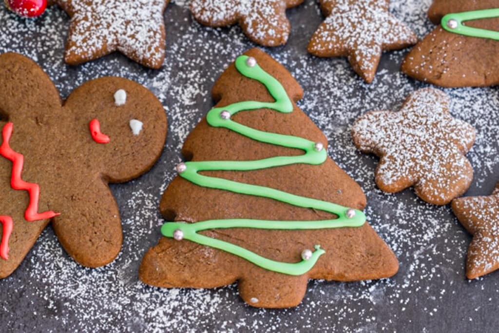 Cookies on a black board.