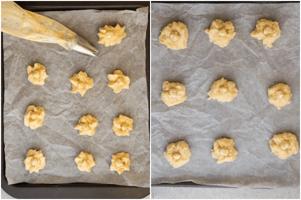 hazelnut cookies on a cookie sheet ready for baking