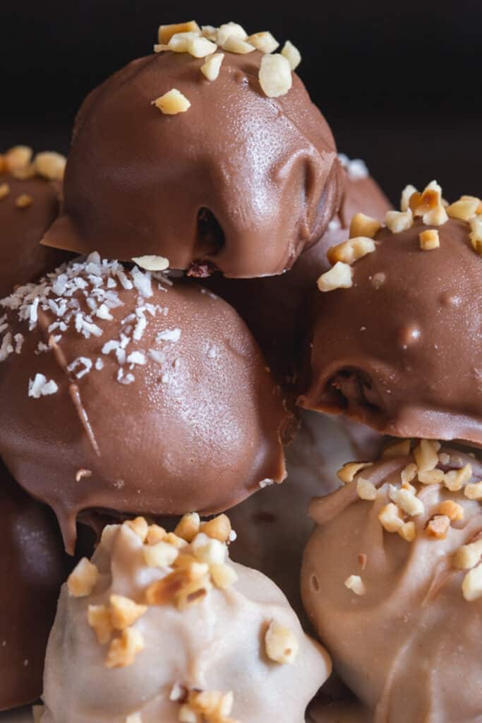 Truffles stacked on each other.