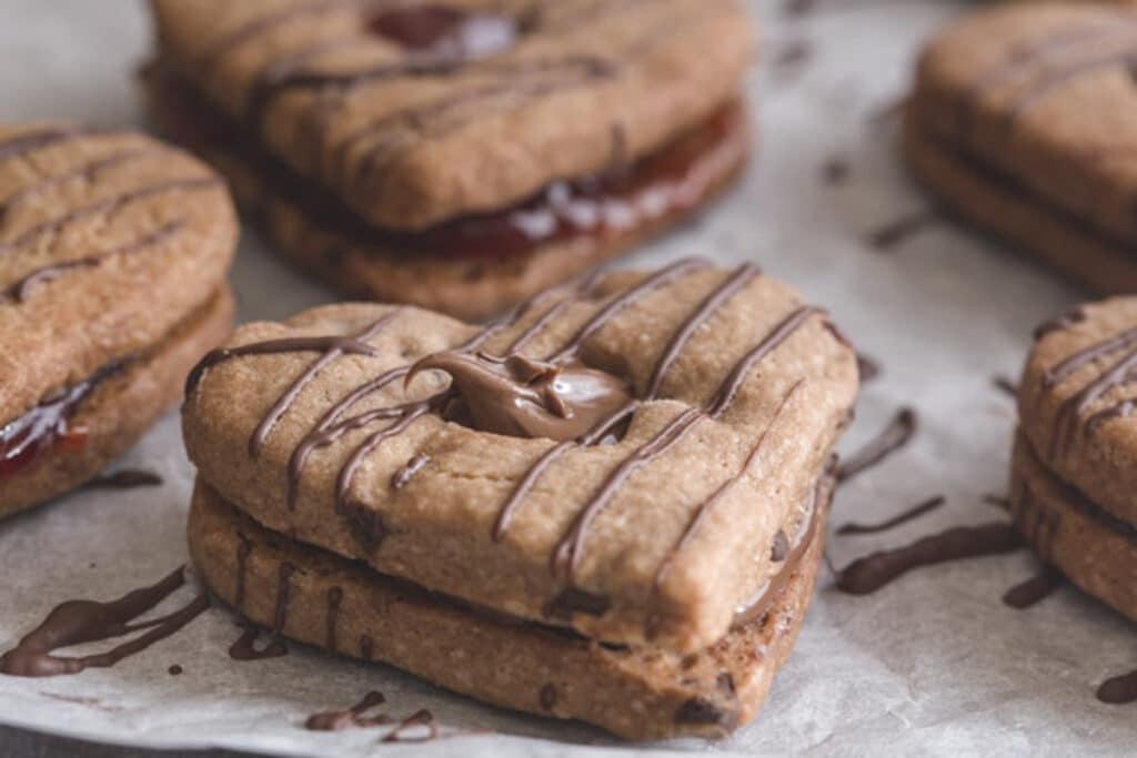Cookies on parchment paper.