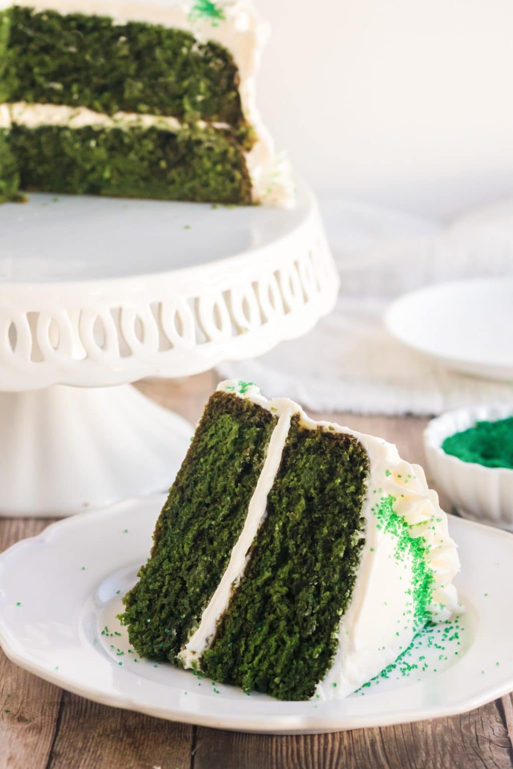 Green Velvet Cake with Baileys Cream Cheese Frosting