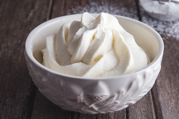 mascarpone cream in a white bowl