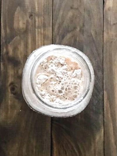 water and flour in a mason jar