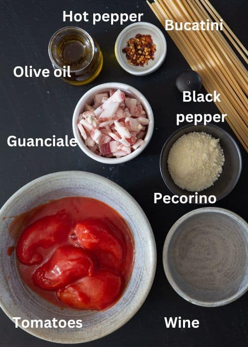 Ingredients to make carbonara.