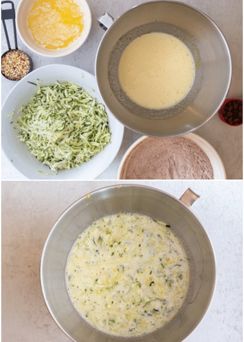 Ingredients and mixed in a silver bowl.