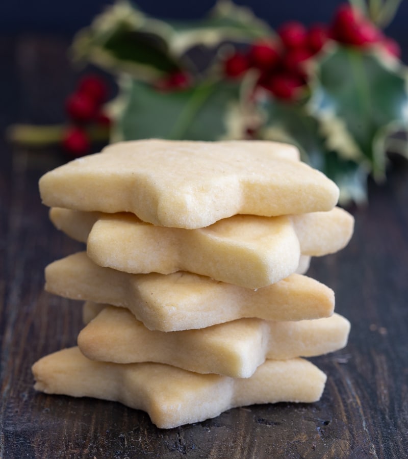 5 shortbread star cookies stacked