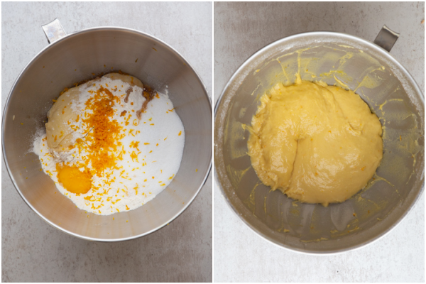 making the 2nd dough before and after kneading