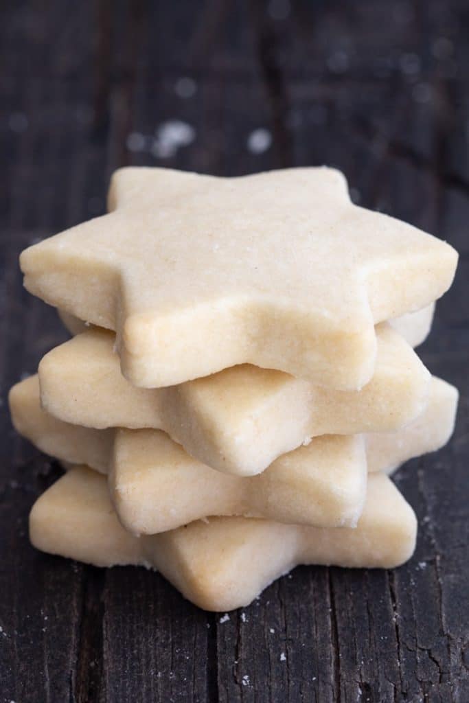 4 star shortbread cookies stacked.