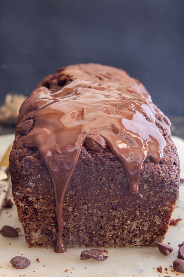 chocolate loaf with chocolate glaze