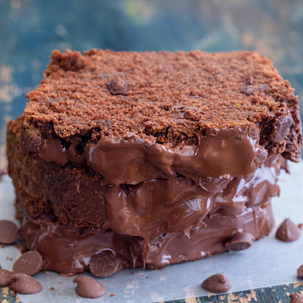 3 slices of chocolate bread on top of each other