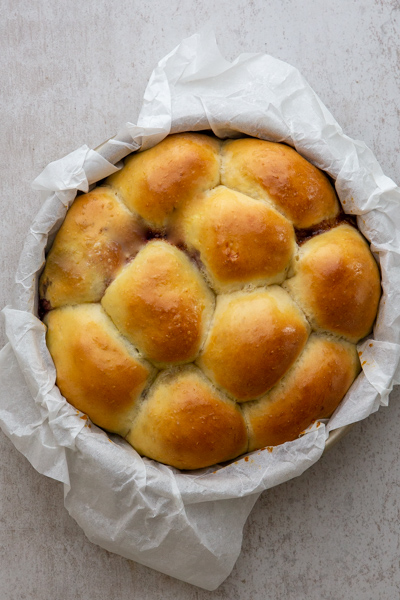 the pull apart bread after baking