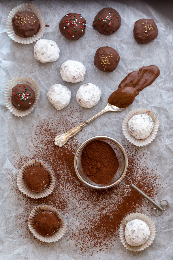 rum balls on a white paper