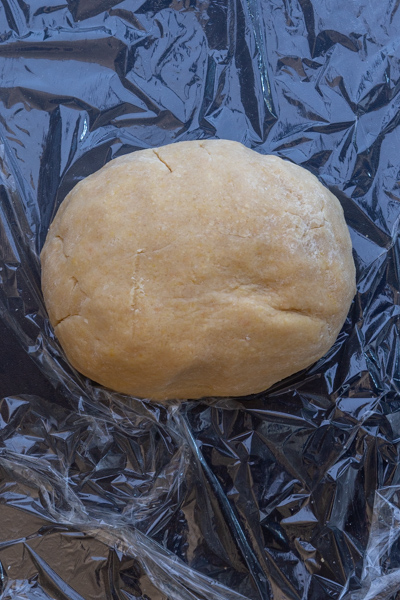 dough made on plastic wrap