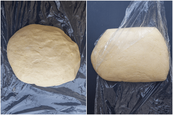 the dough before and after refrigerated.