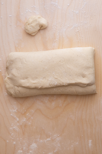folding the dough into an envelope