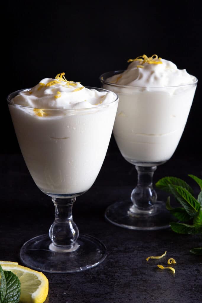 Frozen limoncello in two glasses.