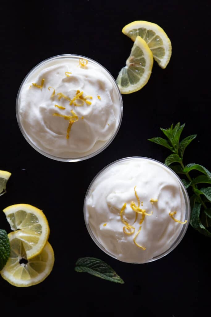 Frozen limoncello in two glasses.