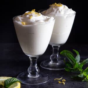 Frozen limoncello in two glasses.